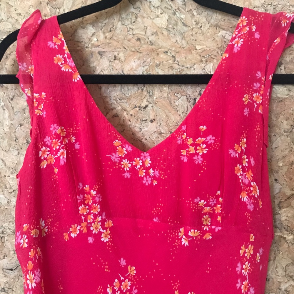 Ann Taylor 2000s floral silk dress.